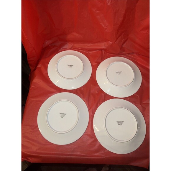 (4) Tienshan Poinsettia and Red Ribbons Dessert Plate 7.5” Christmas Fine China - Picture 3 of 6